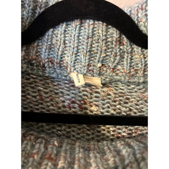 Anthropologie MOTH Sweater Blue Specks M Medium Thick Collared Alpaca Blend - Picture 11 of 13